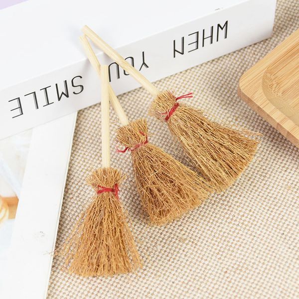 Other Festive 1020pcs Mini Broom Witch Straw Brooms DIY Hanging Ornaments for Halloween Party Decoration Costume Props Dollhouse Accessories