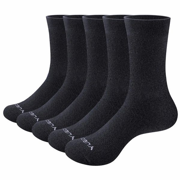 YUEDGE Men Breathable Thin Lightweight Cotton Casual Formal Office Business Dress Socks For Size 37-46 EU5 Pairs-Pack 250118