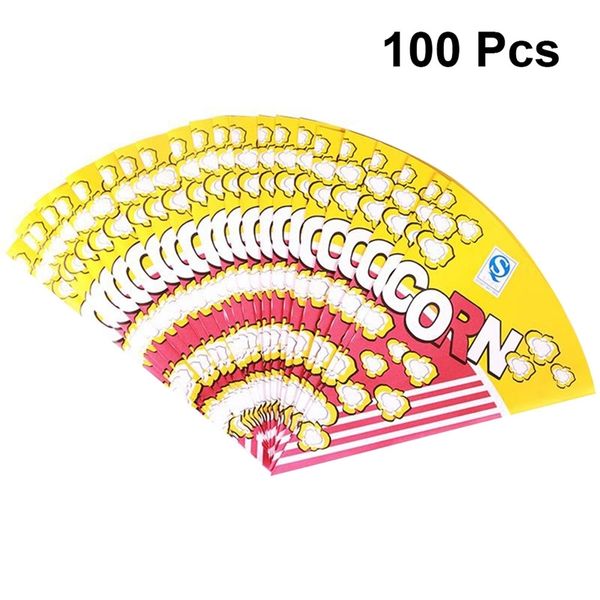 Gift Wrap 100pcs Paper Popcorn Boxes Bags Kids Popcorn Box Party Supplies With Tapered Tips Treat Bags For Snack Fries Candy Box Container 2