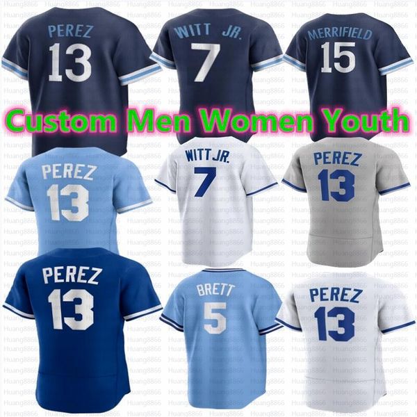 7 Bobby Witt Jr. Baseball Jersey 9 Vinnie Pasquantino 5 George Brett Salvador Perez Nicky Lopez Hunter Dozier Nick Pratto Ryan Yarbrough