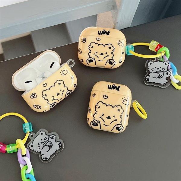 ddmygifts Selling little bears, suitable for Pro 1-2-3 generation Bluetooth wireless headphone cover, cute pendant soft shell