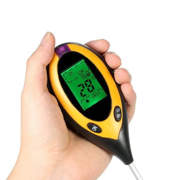 PH Meters Digital 4 In 1 Soil PH Meter Moisture Monitor Temperature Sunlight Tester for Gardening Plants Farming with Blacklight 230809