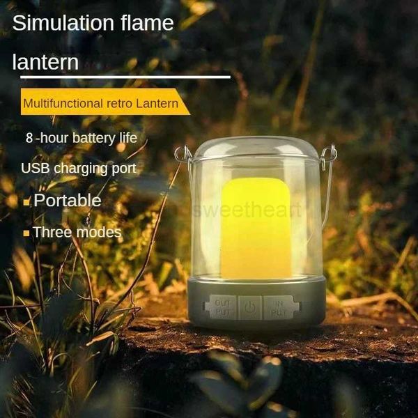 Outdoor Camping LED Flashlight Touch 3 Colors USB Rechargeable Portable LED Tent Lanterna Outdoor Portable Emergency Light BulbCL240722