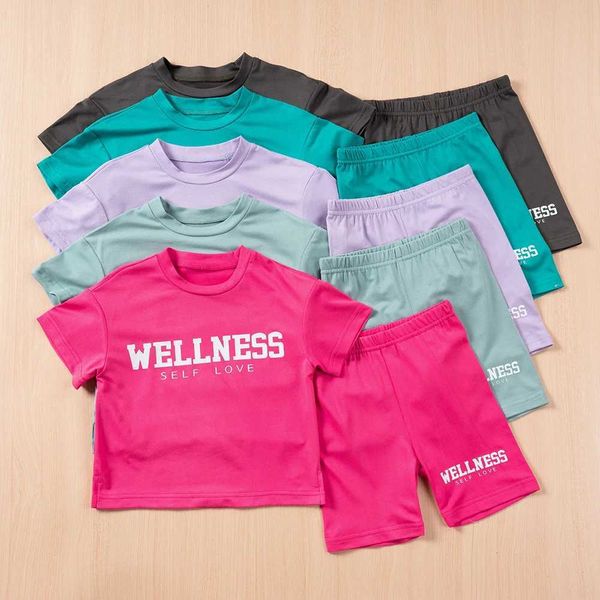 Clothing Sets Toddler Girl Letter Print Tracksuits Summer Girls Shorts Tees Set 2pcs Kids Clothes Sets Children Clothing Oufits H250210