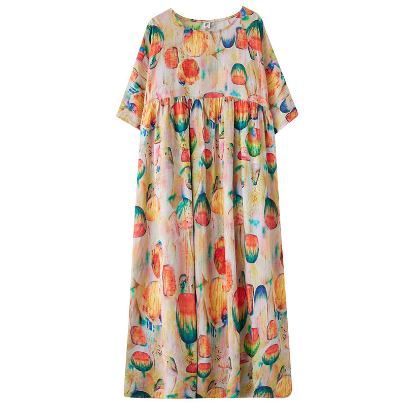 B95 dress round neck raglan sleeves loose big swing dress ladies casual holiday dress