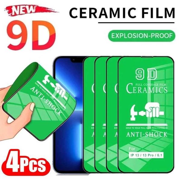 New Arrival 4Pcs 9D Soft Ceramic Film for iPhone 11 12 13 14 Pro Max 6 7 8 15 Plus Screen Protector for iPhone 13 Mini X XR XS MAX Not-Glass