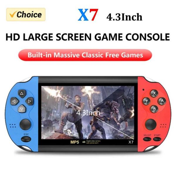 X7 Handheld Game 4.3 Inch HD Large 8G Sn Classic Game Retro Console Built-in 10000 Games Mini Handheld MP5 Video GameXJ241204