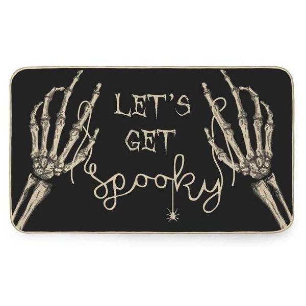 Halloween Lets Get Spooky Skeleton Doormat Decor Kitchen Hallway Rugs Bath Anti-slip Floor Mat Front Entrance Halloween DecorM240816