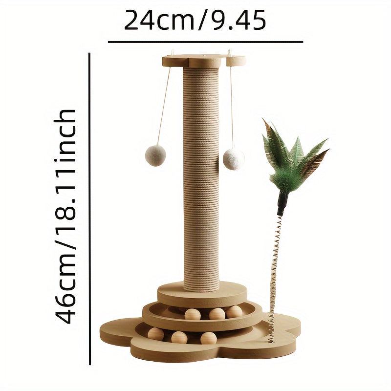 TEMU 1pcs Cat Toy Rattan Scratching Post Cat Scratching Board Vertical Board Cat Scratching Board With Ball Toy Suitable For Indoor Cats