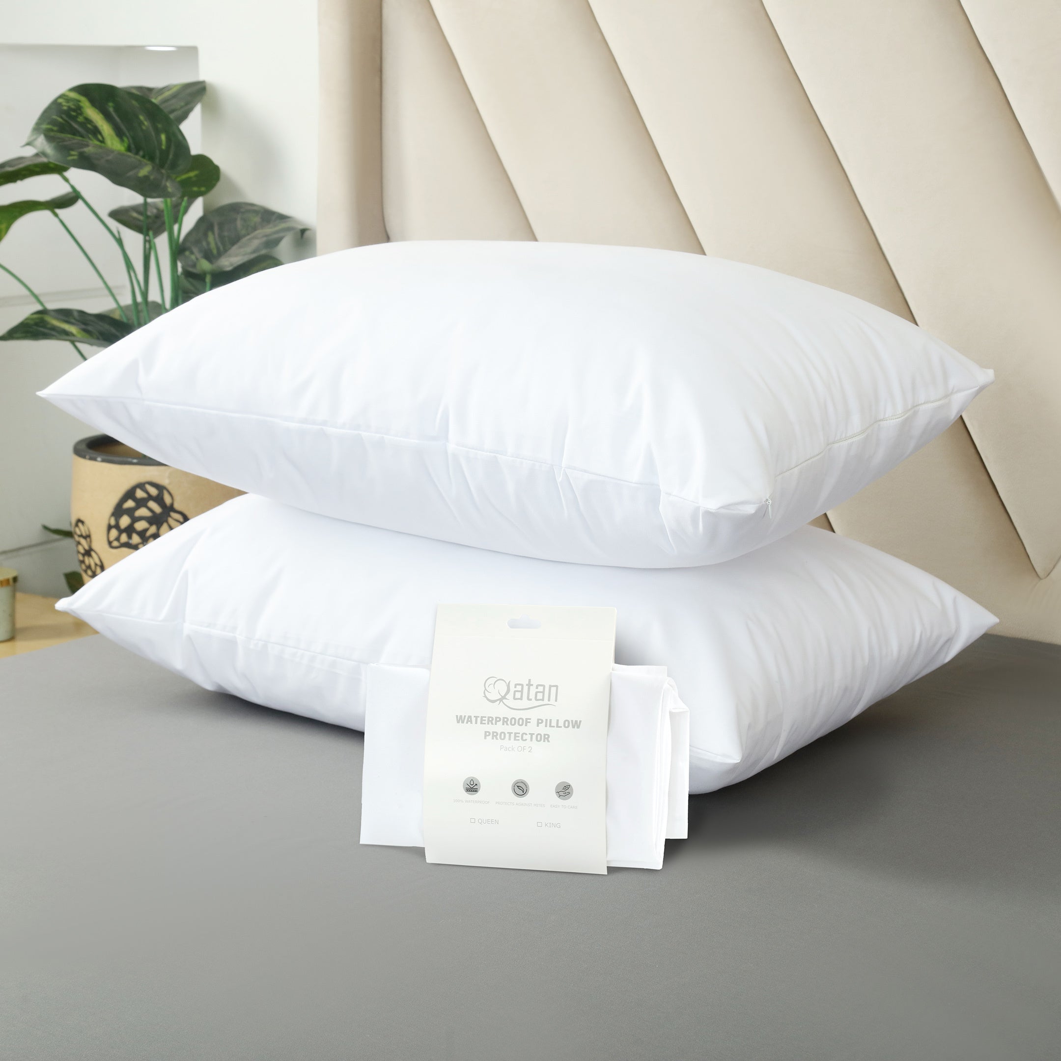 TEMU Waterproof Pillow Protectors With Zipper Standard- Size - 4 Pack Waterproof Zippered Pillowcases , Breathable Pack Of 2, 4 Protective Pillow