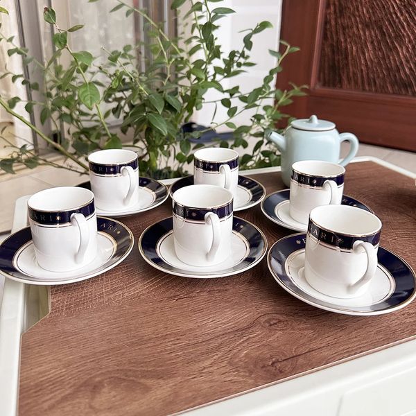 Set Of 6 Colored Ceramic Coffee Cup Espresso Cups Porcelain Afternoon Teacup Breakfast Milk Mug Cute Pottery Mugs Wholesale 240130