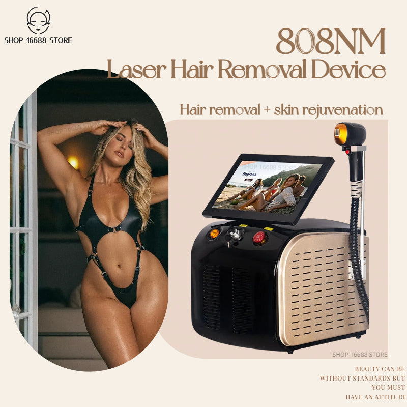 Portable 755nm-808nm-1064nm Alexandrite Device 3 Waves Permanent Professional Diode Ice Titanium Laser Body Hair Removal Machine Painless And Non-tr