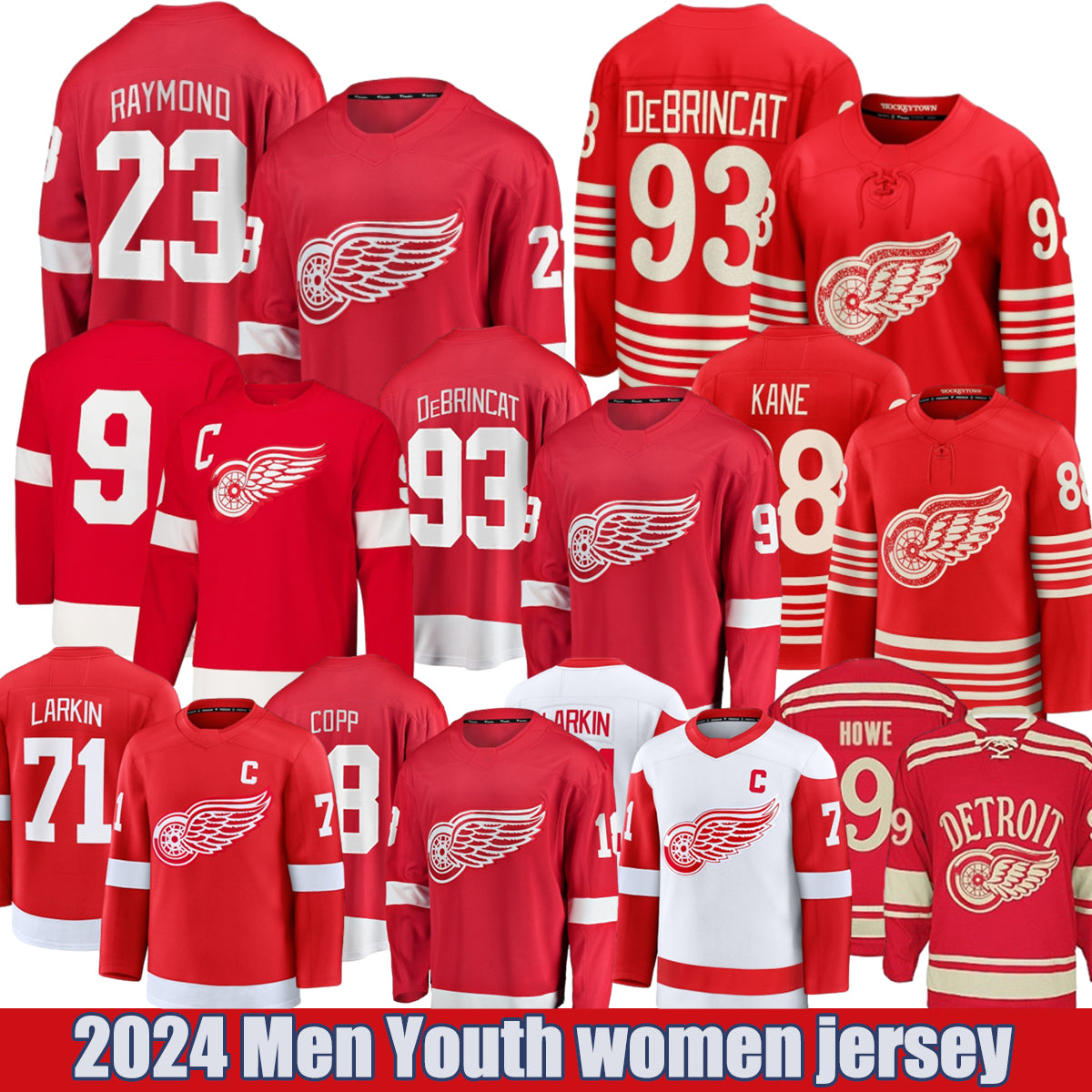 Detroit Red Wingss Jersey - Men&#039;s-Women&#039;s-Youth Sizes, Breathable Fabric, Embroidered Logo Hockey Jerseys (S-XXL)