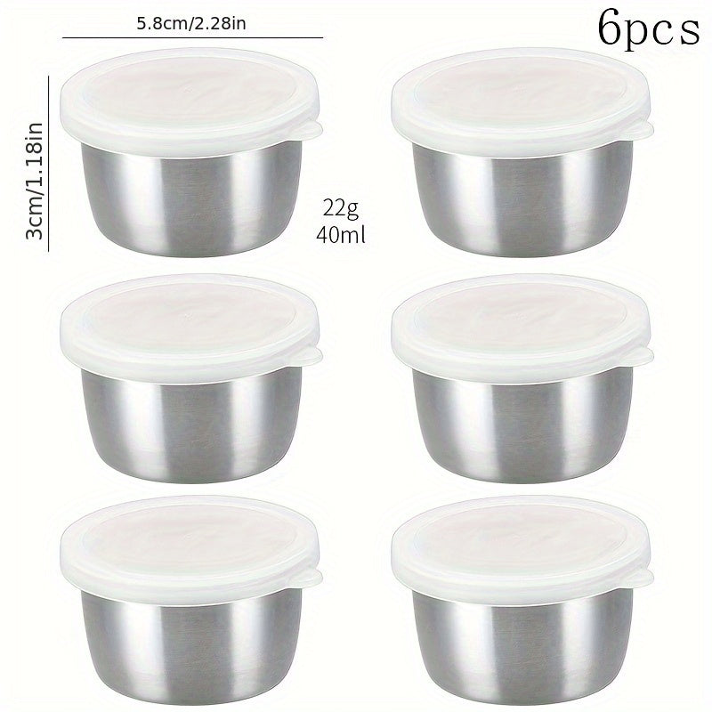 TEMU 2-4-6pcs-1.5oz Stainless Steel Sauce Cup With Clear Lid - Dressing Dressing Container Reusable Sauce Cup Dipping Dish For Sauces - Bbq, Picnic,
