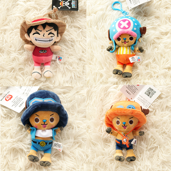 Novelty Games One Piece Keychain Toy Tony Chopper Soft Stuffed Plush Dolls Keychain Handbag Ornaments Toys Gift Plush Pendant Luffy Decorati
