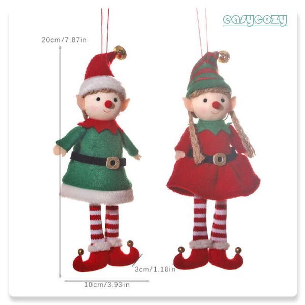 Christmas Plush Long Leg Elf Doll Ornaments Red Green Boys and Girls Elf Toy Dolls New Year Decorations Christmas Tree Ornaments 5b3