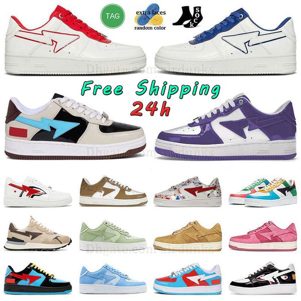 2024 Casual Staies Shoes Sk8 Low Men Women Patent Leather Black White Abc Camo Camouflage Skateboarding Sports Ly Sneakers Trainers Outdoor