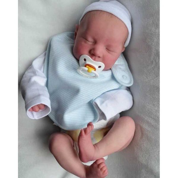 Dolls 45CM Silicone Dolls Levi Newborn Baby Size Sleeping Baby Hand Detail Painting 3D Skin Visible Veins toy Baby Dolls ToyL24731