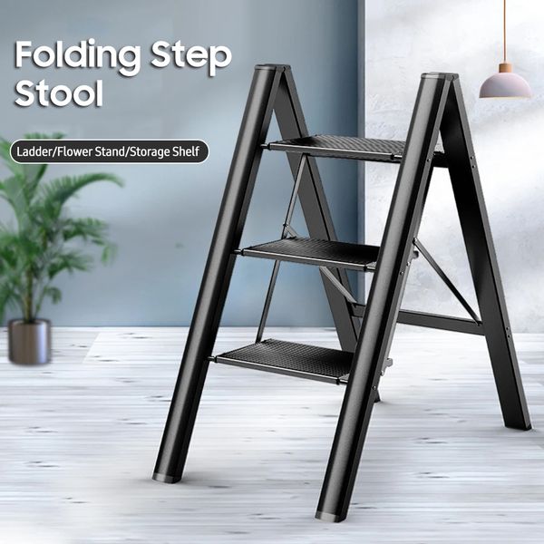 Construction Tools 5pcs-lot UPS free 3 Step Folding Step Stool Anti-slip Wide Pedal 330lbs Aluminum Alloy Multifunction Step Ladder Storage