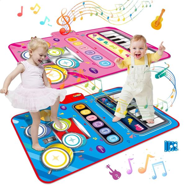 2 In 1 Musical Toys for Toddler Piano Keyboard Jazz Drum Music Sensory Play Mat Baby Toddlers Music Instrument Education Toys 250121