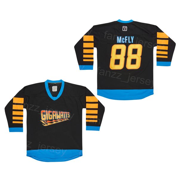 Hockey Gigawatts Movie Jersey 88 Marty McFly Back to the Future Breathable College Team Color Black Vintage Stitching For Sport Fans Pullove