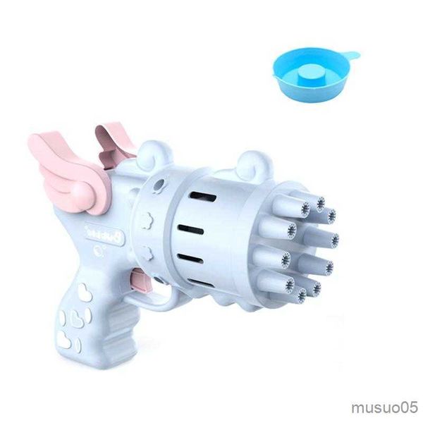 Sand Play Water Fun Bubble Blower Toy For Kids 10-Hole Bubble Blower Toy Automatic Angel Wings Chasing Bubble Machine Summer Outdoor Activit