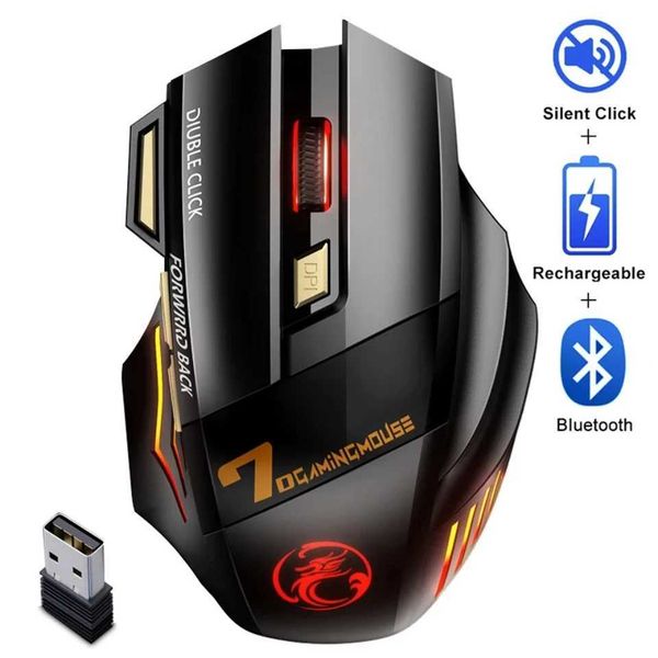 Wireless Bluetooth Mouse Wireless Mouse Rechargeable 7 Button RGB Gaming Mouse Gamer Ergonomic Mause LED Backlit PC Silent Mice Y240820