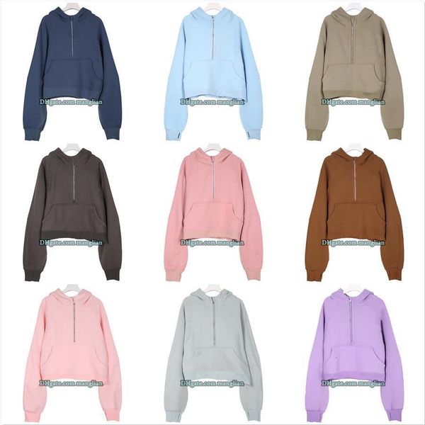 Women Yoga Hoodie Activewear Jacket Designer Yoga Wear Comfortable Fashion Half-Zip Sweatshirt Line Details Gym Workouts Training Autumn-Win