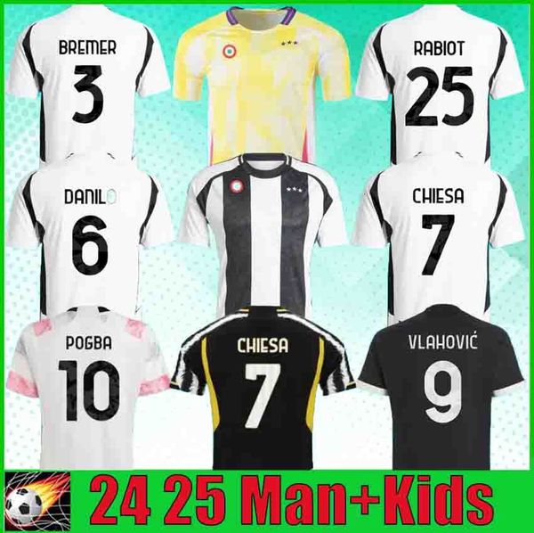 24 25 CHIESA soccer jerseys YILDIZ VLAHOVIC KEAN LOCATELLI BREMER DANILO 2024 2025 football shirts POGBA men kids kit set uniform FAGIOLI RA