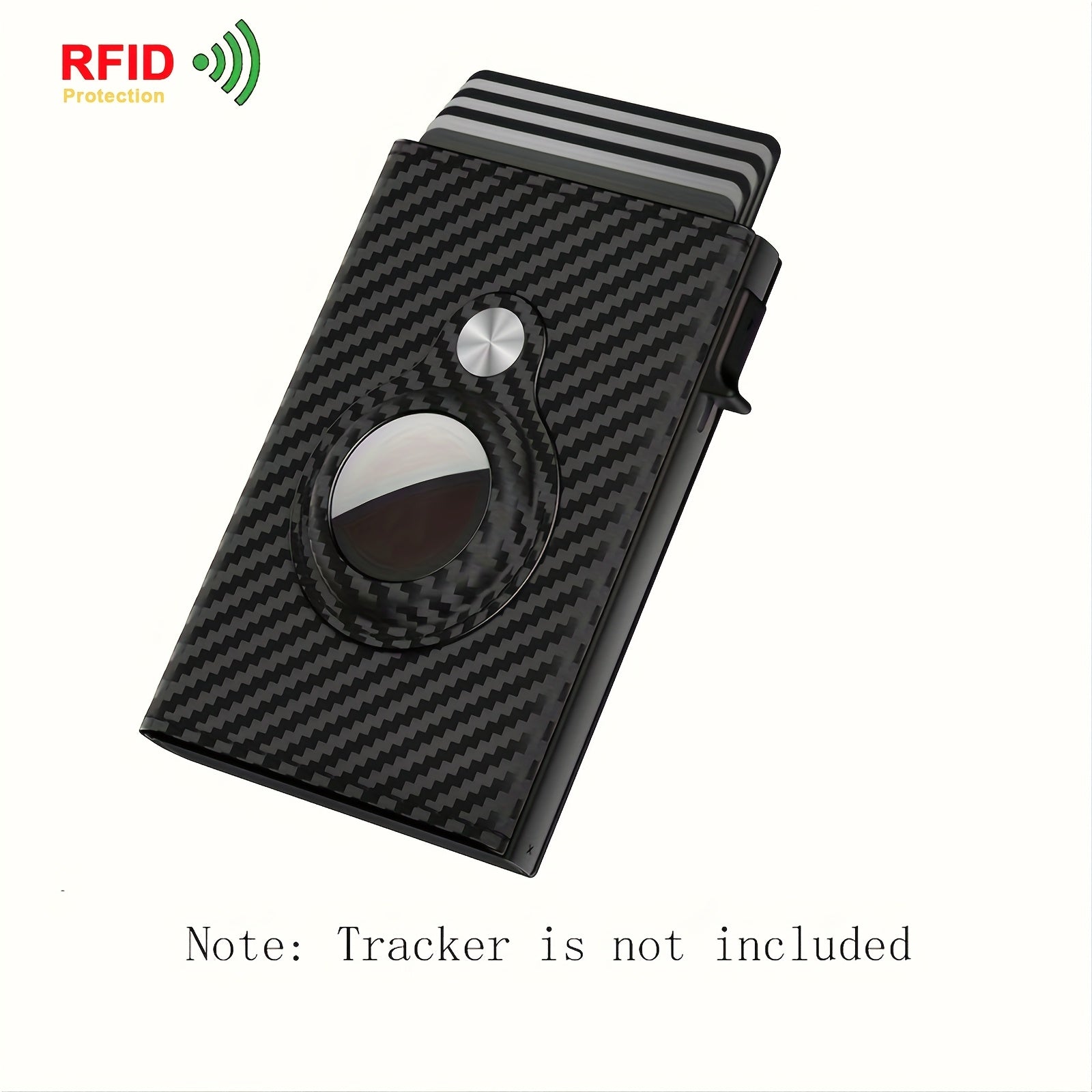 TEMU 1pc Men's Slim Minimalist Wallet, Rfid Blocking Aluminum Pop-up Card Holder With Id Window, Two-layer Cowhide Leather, Rfid Protection | Carbon