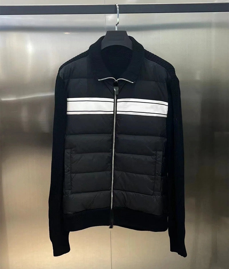 Luxury Designer Women Down Parkas Men&#039;s Embroidered Badge Stand Collar Knitted Splice Sweater Lightweight Down Jacket Sweater Casual Jacket Jac