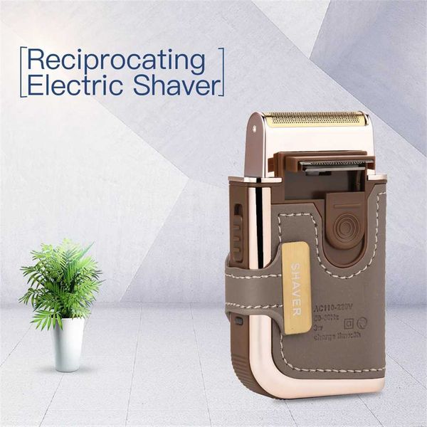Professional Mens Shaver Cordless Beard Trimmer Rechargeable Razor Mini Leather Portable Electric Shaving MachineCL240730