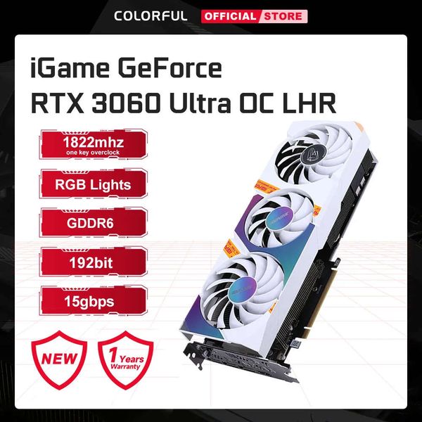 Colorful iGame GeForce RTX 3060 Gaming Graphics Card (12GB GDDR6 192-bit PCIE 4.0 One-key Overclock -Multi-Mode RGB Lights) GPU