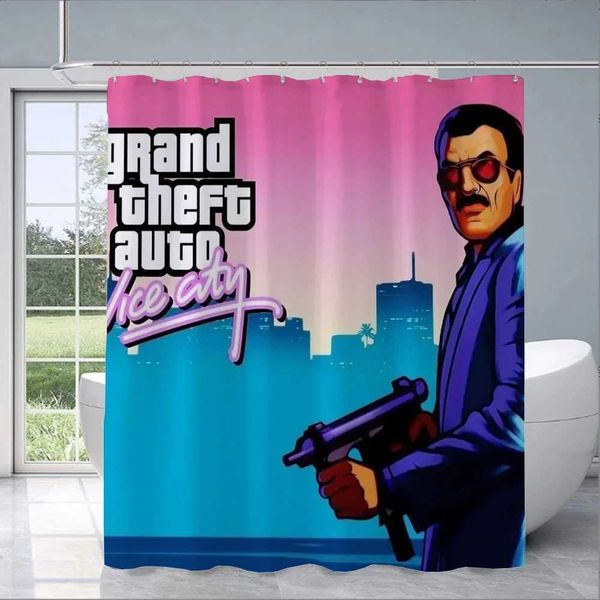 Shower Curtains Gta Vice City Bathroom Curtain Bathroom Curtain Folding Partition Item Bathroom Set Complete Accessories Bedroom S246249