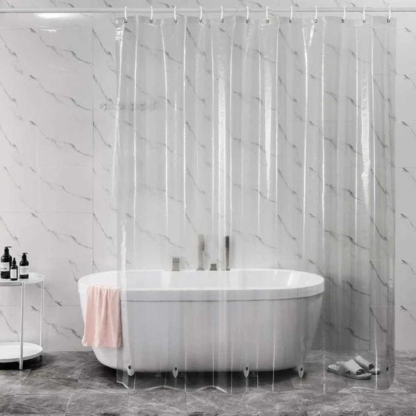 Clear Shower Curtain Waterproof White Plastic Bath Curtains Liner Transparent - Pink Bathroom Mildew PEVA Home Luxury with Hooks Y240815