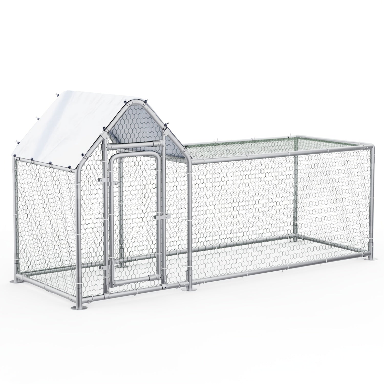 TEMU Tavata Small Metal Chicken Coop & Walk-in - Heavy-duty Galvanized Wire Cage With Waterproof Uv-resistant Roof, Lockable Door & Ventilation Mesh