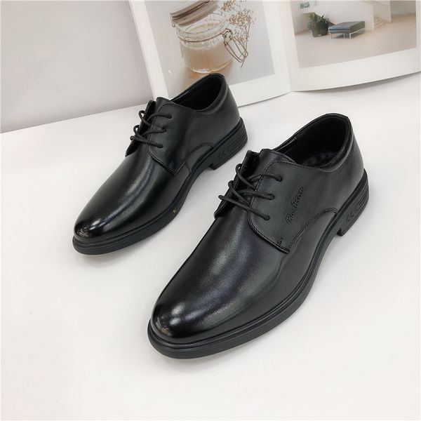 Business Casual Soft Leather Men&#039;s 2024 Top Layer Cowhide Comfortable Formal Attire Lace Up Work Shoes Free Of Postage