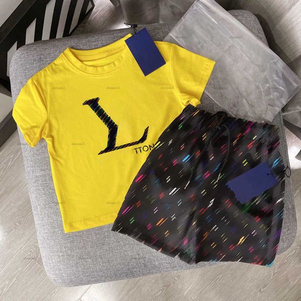 Luxury baby T-shirt Summer tracksuits boys girls Short sleeved suit kids designer clothes T-shirt and Colour flower printing shorts