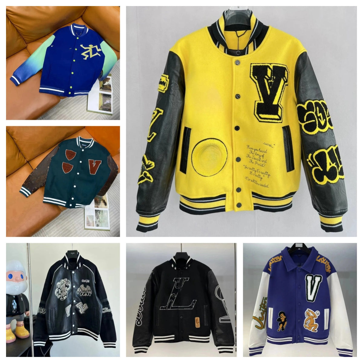 TOP Mens jackets designerBaseball Luxury Varsity flocking leather Jacket Leather Embroidered Reflective loose Coat Casual Plus Letter Windbreaker Ou