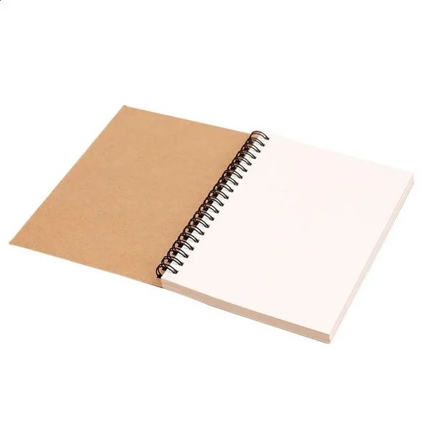 wholesale 1 Book Retro Spiral Coil Kraft Paper Notebook Sketchbook Painting Diary Drawing Graffiti Office School Stationery