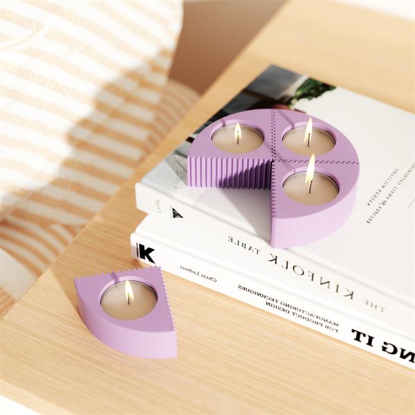 Candles Nicole Concrete Candle Holder Silicone Mold Cement Triangle Tea Light Candlestick Mould DIY Minimalist Home Decorative Tools 221108