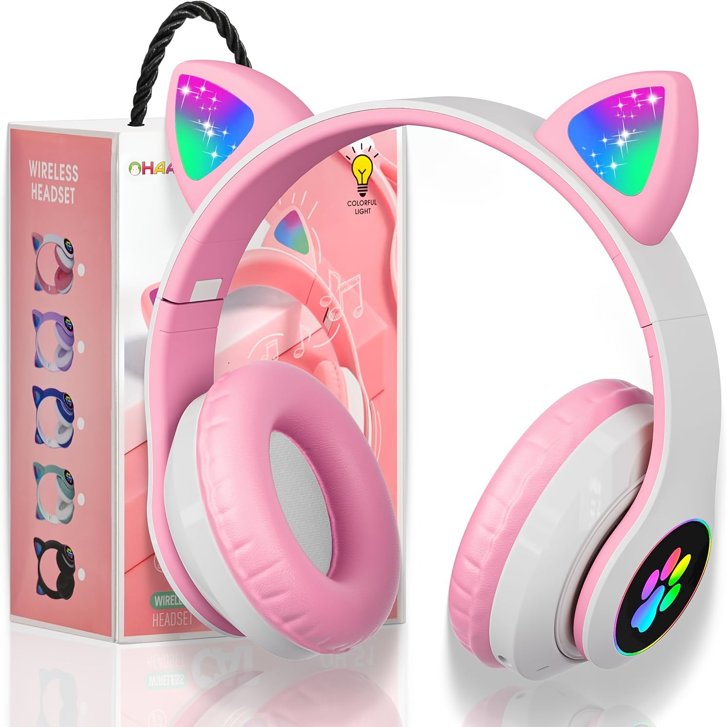 TEMU Wireless Gaming Headset - , Rgb Lights, Noise Cancellation, Microphone For Ipad, Tablet, Ps4, Xbo