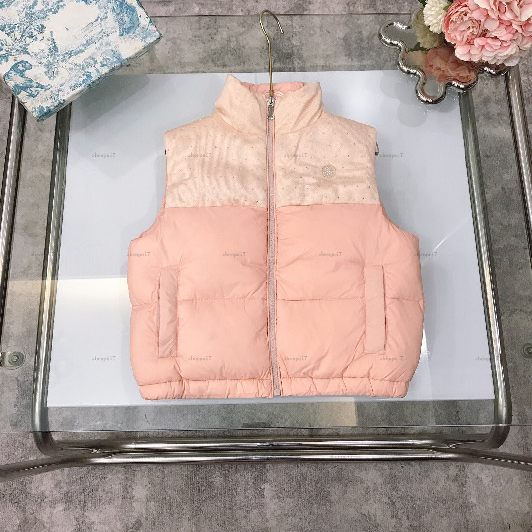 Top baby vest Two-color patching child waistcoat kids designer clothes Winter boy coat pink girl jacket A239X07N063