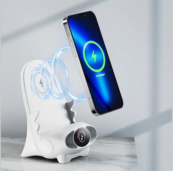 15W Wireless Charger Dock Sound Amplification LED Indicator Trendy Waterproof Chair Design Phone Charging Holder with aromatherapy box