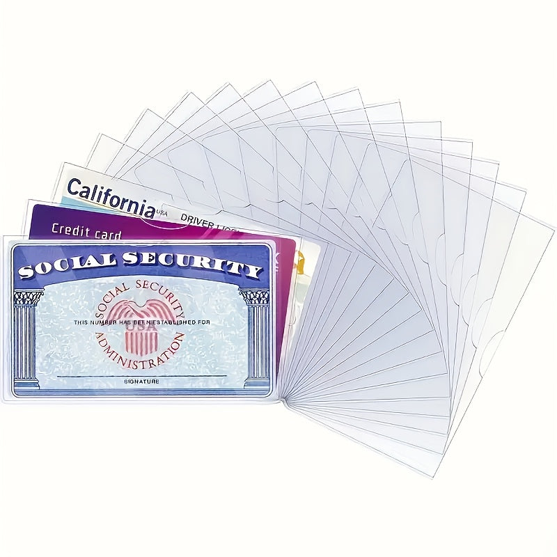TEMU 100pcs Clear Pvc Card Protectors - High Scan-safe Sleeves With Thin Offset Opening Design, High Holders For Social Security, Medicare, Credit