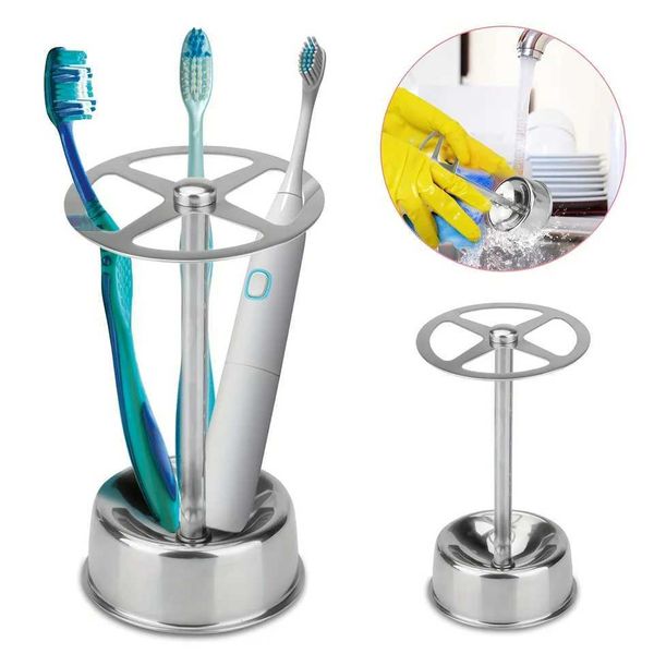 Stainless Steel Toothbrush Holder with Toothpaste Holder Makeup Brush Organizer Cutlery Display Rack for Bathroom VanityT250205