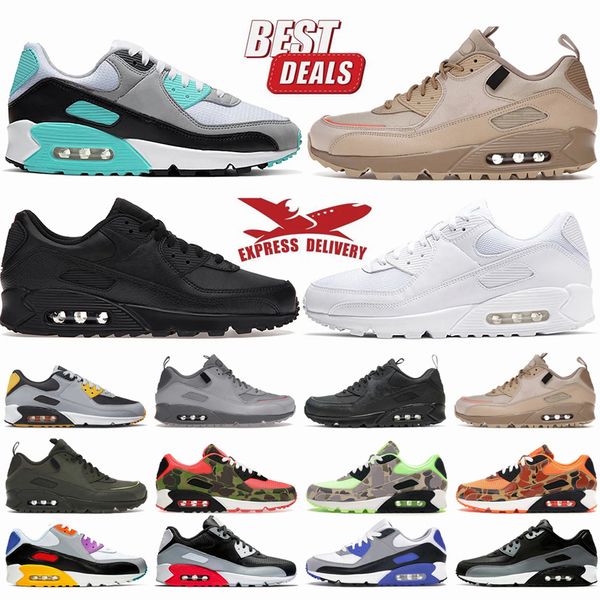 2025 Classic 90 90s Men Women Running Shoes Triple Black Mesh Leather White Yellow Grey Green Volt Obsidain Sneakers 36-45