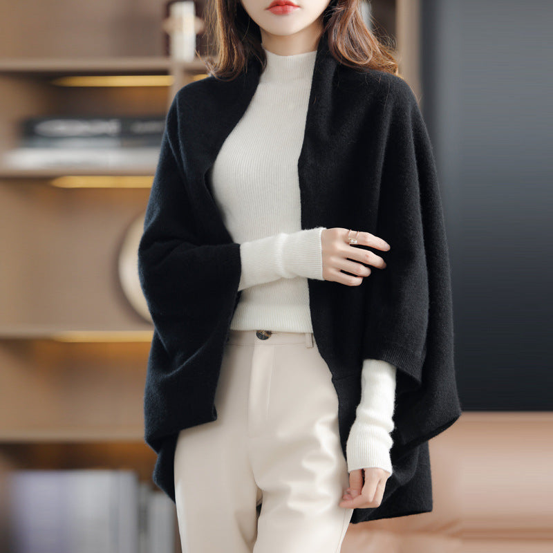 K1069 Early autumn 100% pure wool knitted scarf for women, shawl, outerwear, dual-purpose cape, cardigan, sunscreen, skirt and jacket