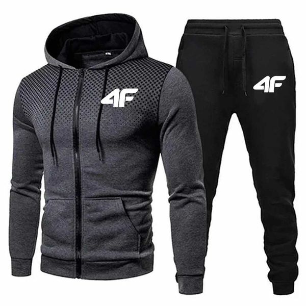 Men's Tracksuits AutumnWinter Mens para homens esportivos Casual Casual Fitness ao ar livre Jaqueta de zíper elegante de duas peças + calça