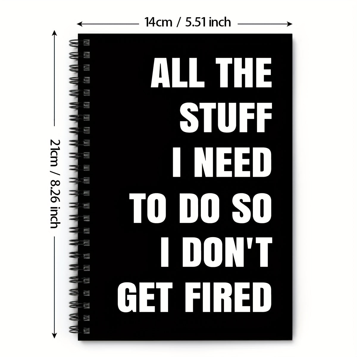 TEMU 1pc Funny Motivational Notebook For Coworkers & Bosses - "all The Stuff I Need To Do" Quirky To-do List Journal, 5.5" X 8.3", Black With White